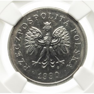 Polska, Rzeczpospolita od 1989 roku, 1 złoty 1990, NGC MS 63