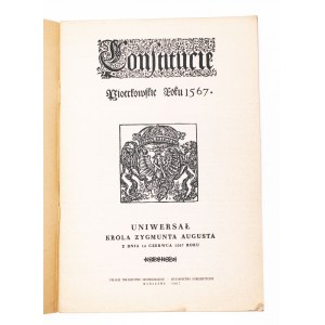 Uniwersał Króla Zygmunta Augusta z dnia 14 czerwca 1567 roku - reedycja PTA 1967