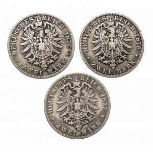 Niemcy, Cesarstwo Niemieckie 1871-1918, Prusy, Wilhelm I 1861 - 1888, zestaw 3 monet, 2 marki.