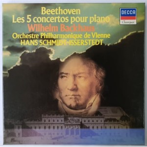 Ludwig van Beethoven, 5 koncertów fortepianowych / Wyk. Wiedeńska orkiestra symfoniczna, fortepian Wilhelm Backhaus, dy. Hans Schmidt-Isserstedt (3 winyle)