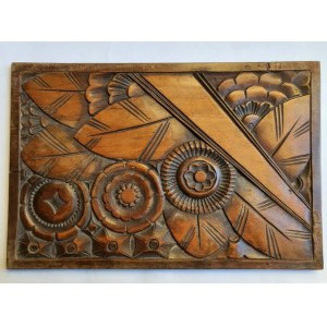 Drewniany, rzeźbiony ręcznie panel dekoracyjny