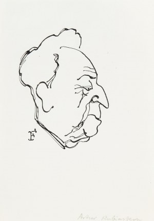 Jerzy Flisak (1930 Warszawa - 2008 tamże), Karykatura Artura Rubinsteina