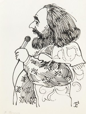 Jerzy Flisak (1930 Warszawa - 2008 tamże), Karykatura Denisa Roussosa