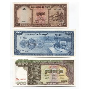 Cambodia 20 & 2 x 100 Riels 1972 (ND)