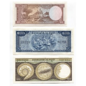 Cambodia 20 & 2 x 100 Riels 1972 (ND)