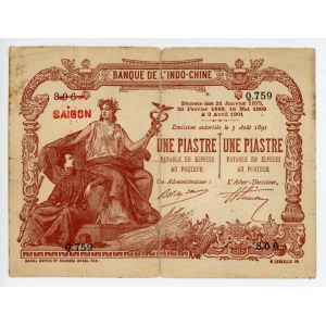 French Indochina 1 Piastre 1909 - 1921 (ND)