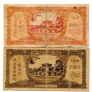 French Indochina 2 x 100 Piastres 1942 - 1945 (ND)
