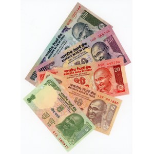 India 5 - 10 - 20 - 50 - 100 Rupees 1996 - 2002 (ND)