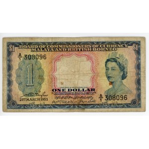 Malaya & British Borneo 1 Dollar 1953