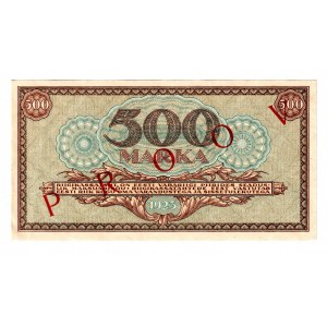 Estonia 500 Marka 1923 Back Specimen