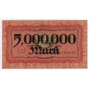 Germany - Weimar Republic Wurttemberg 5000000 Mark 1923