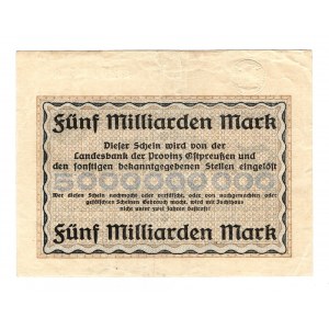 Germany - Weimar Republic Konigsberg 5 Milliard Mark 1923