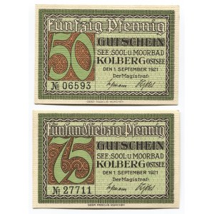 Germany - Weimar Republic Prussia Pomerania City of Kolberg 50 & 75 Pfennig 1921