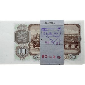 Czechoslovakia Original Bundle with 100 Banknotes 100 Korun 1953 Consecutive Numbers