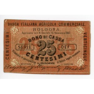 Italy Bologna 25 Centesimi 1867