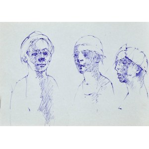 Roman BANASZEWSKI (1932-2021), Szkice popiersia mężczyzn w różnych ujęciach