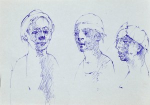 Roman BANASZEWSKI (1932-2021), Szkice popiersia mężczyzn w różnych ujęciach