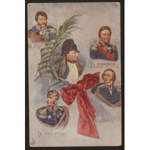 Napoleon, ks. Józef Poniatowski, G. Dąbrowski, G. Chłopicki, G. Kniaziewicz.