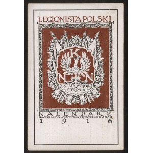 Pocztówka reklamowa:Legionista Polski Kalendarz 1916 r.