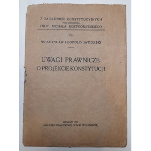 Jaworski, Uwagi prawnicze o projekcie konstytucji, Kraków 1921 r.