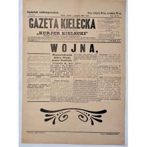 I Wojna światowa, Dodatek nadzwyczajny Gazety Kieleckiej z 7.08.1914 r.