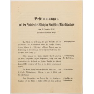 STATUT ORDERU ALBRECHTA KRÓLESTWA SAKSONII
