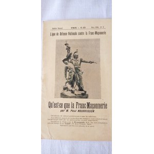 1905. NOURRISSON PAUL, Qu’est-ce que la Franc-Maçonnerie. Ligue de Défense Nationale contre la Franc-Maçonnerie.
