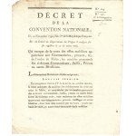 1792. DECRET de la Convention Nationale du 12 novembre 1792, l’an premiere de la Republique Françoise. Loi au Conseil du Départemenr des Vosges et consigné sur ses registrem le 27 du même mois.