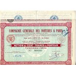 1908. ZBIÓR 6 akcji motoryzacyjnych COMPAGNIE GENERALE DES VOITURES A PARIS.