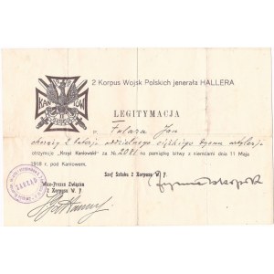 Legitymacja do odznaki pamiątkowej Krzyż Kaniowski nr 2081