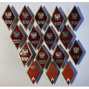 Zestaw 13 odznak szkół oficerskich 1972