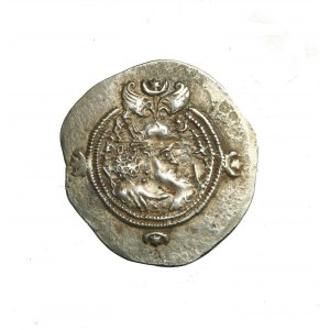 SASANIDZI-szachowie Persji. KHUSRO II (Chosrou II Parwiz Zwycięski) (590-628 AD) BBA (13). AR drahma