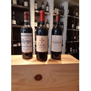 Bordeaux Château Chasse-Spleen Moulis en Médoc, 0,75L 13%, rocznik 2011; Château Croix Cardinale Saint Emilion Grand Cru, 0,75L 13,5%, rocznik 2012; Château les Ormes de Pez Saint Estéphe, 0,75L 13,5%, rocznik 2015