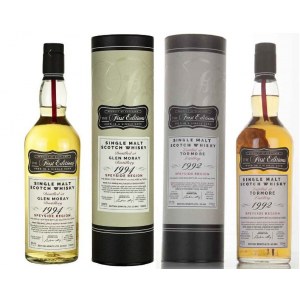 The First Editions; Glen Moray 25-letnia, 0,7L 54,6% Single Malt rocznik 1994; Tormore 26-letni, 0,7L 45,7% rocznik 1992