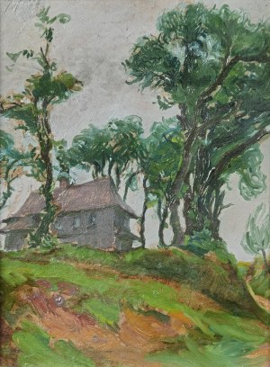 Józef PIENIĄŻEK (1888-1953), Drewniany kościółek na wzgórzu, 1927