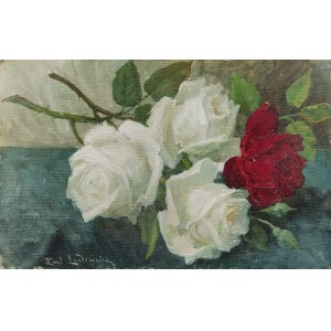 Emil LINDEMAN (1864-1945?), Róże białe i purpurowa