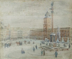 Antoni WILIŃSKI, XX w., Plac Zamkowy w Warszawie w zimowy dzień, 1927
