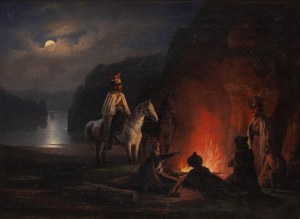 January Suchodolski (1797 Grodno-1875 Boim), Biwak. Żołnierze przy ognisku, ok. 1850 r.