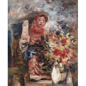 Alfred Aberdam (1894 Lwów – 1963 Paryż), Martwa natura z kwiatami i figurką, ok. 1930 r.