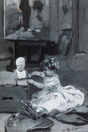 Ludwik De LAVEAUX (1869-1894), Mała malarka (Dziewczynka w pracowni malarza), 1889