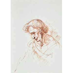 Dariusz KALETA Dariuss (ur. 1960), Szkic mężczyzny z pochyloną głową