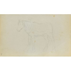 Jacek MALCZEWSKI (1854-1929), Szkic konia stojącego w zaprzęgu ukazanego z lewego boku