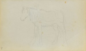 Jacek MALCZEWSKI (1854-1929), Szkic konia stojącego w zaprzęgu ukazanego z lewego boku