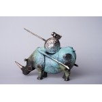 D.Z., Warrior on a bronze rhinoceros (height 29 cm)