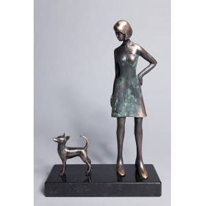 Joanna Zakrzewska, Mädchen mit Hund (Bronze, Höhe 24 cm. Auflage 4/8)