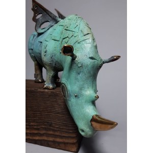 D.Z., Geflügeltes Rhinozeros (Bronze, Höhe 35 cm)