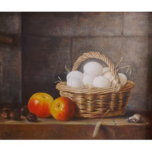 Anna Baryła (ur. 1983), Koszyk z jajkami, kopia obrazu Rolanda Delaporte, 2012