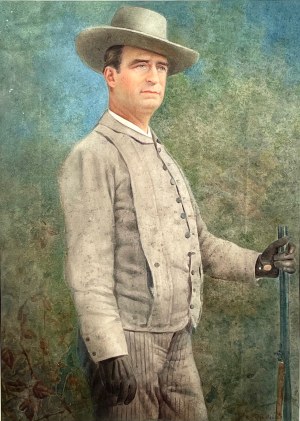 Stanisław DĘBICKI(1866-1924), Portret mężczyzny z dubeltówką