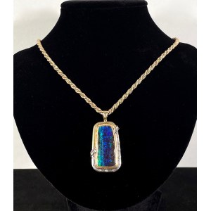 Gold BOULDER OPAL pendant with chain