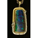 Złoty wisior BOULDER OPAL z łańcuszkiem